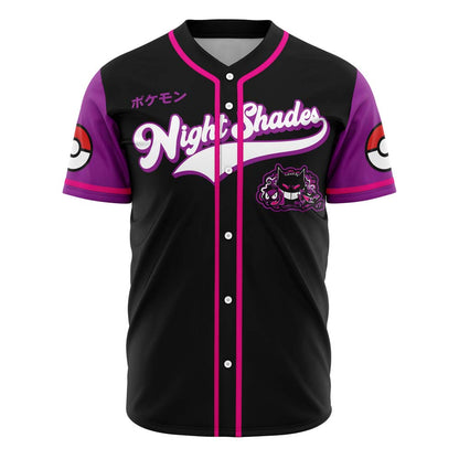 PKM Baseball Jersey Night Shades Pokeball PKM Jersey Shirt Black Purple Unisex Adult New Release