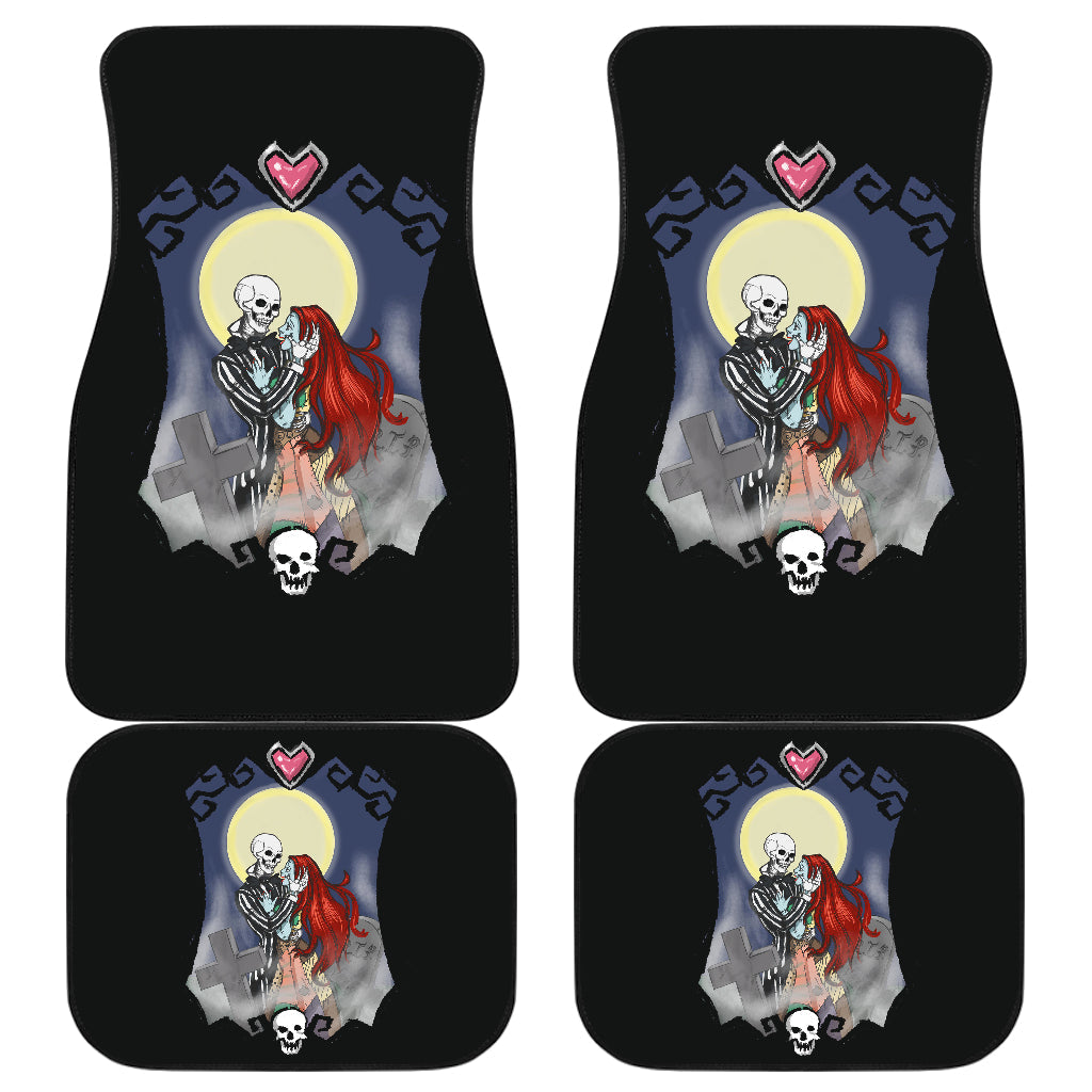 TNBC Car Floor Mats Jack And Sally Lover As Skeleton Car Mats