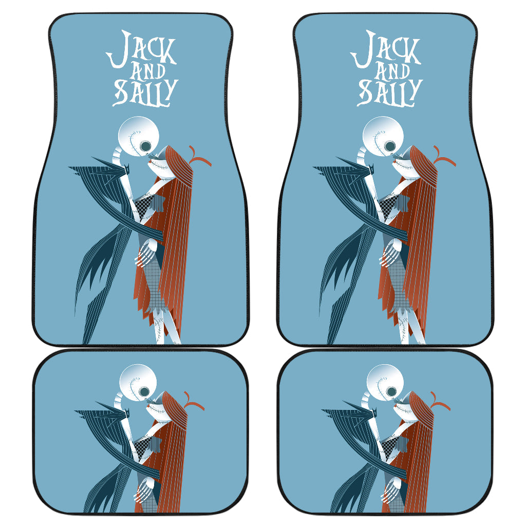 TNBC Car Floor Mats Jack And Sally Hugging Drawing Art Car Mats