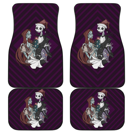 TNBC Car Floor Mats Jack And Sally With Christmas Hat And Tree Car Mats