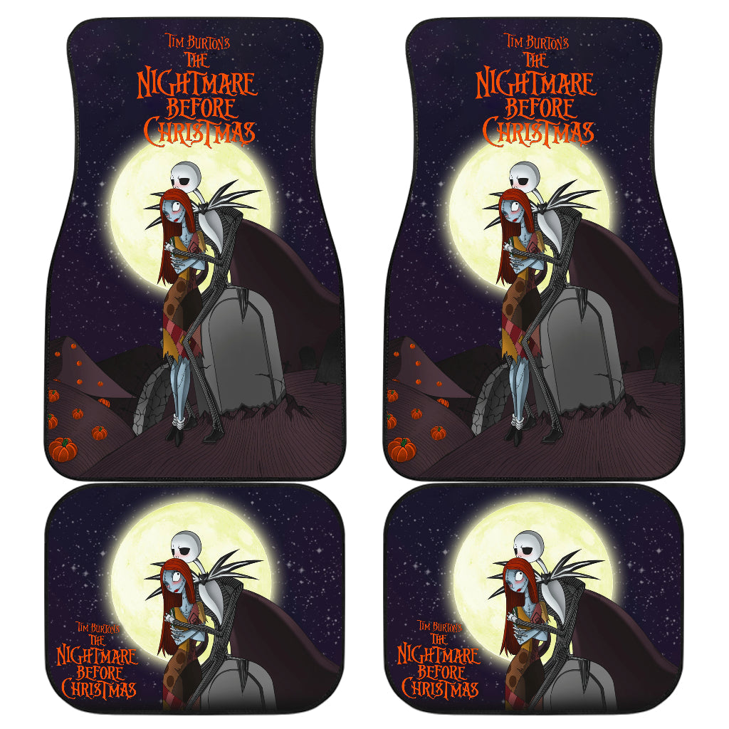 TNBC Car Floor Mats Jack Skellington And Sally In The Graveyard Car Mats