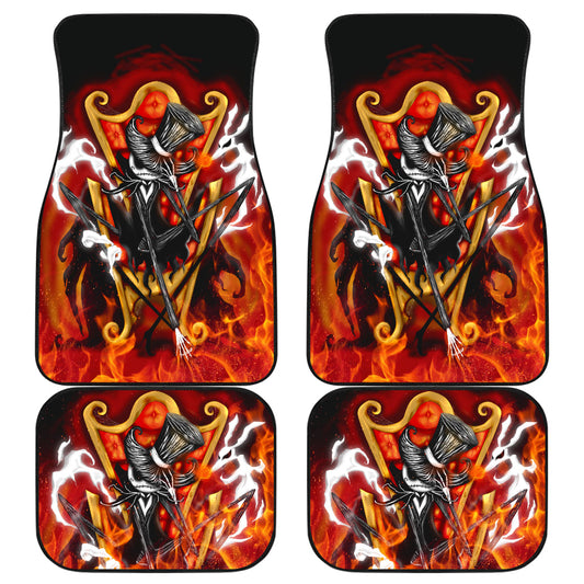 TNBC Car Floor Mats Jack Skellington Sitting On The Flaming Throne Car Mats