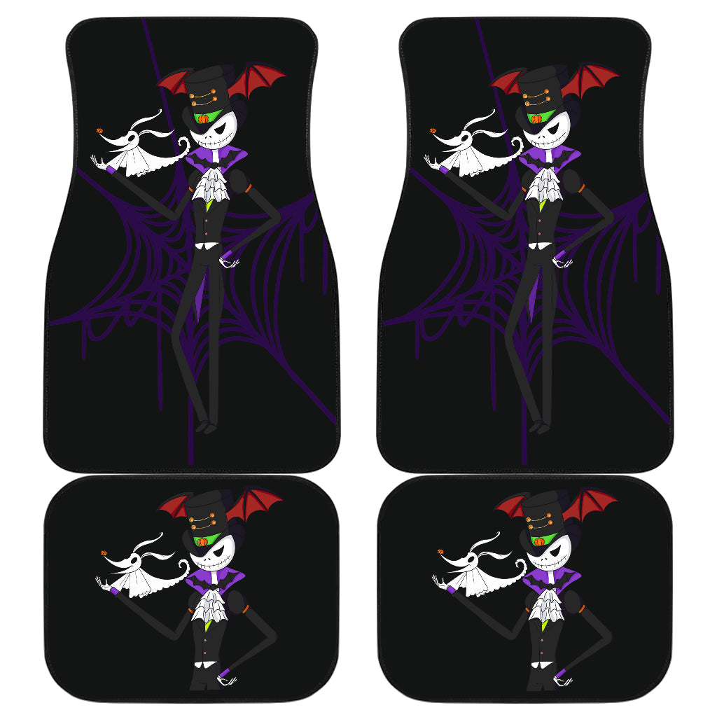 TNBC Car Floor Mats Jack And Zero In Halloween Costume Spiderweb Pattern Car Mats