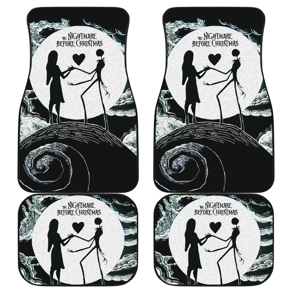 TNBC Car Floor Mats Jack And Sally On The Hill Under The Moon Silhouette Car Mats