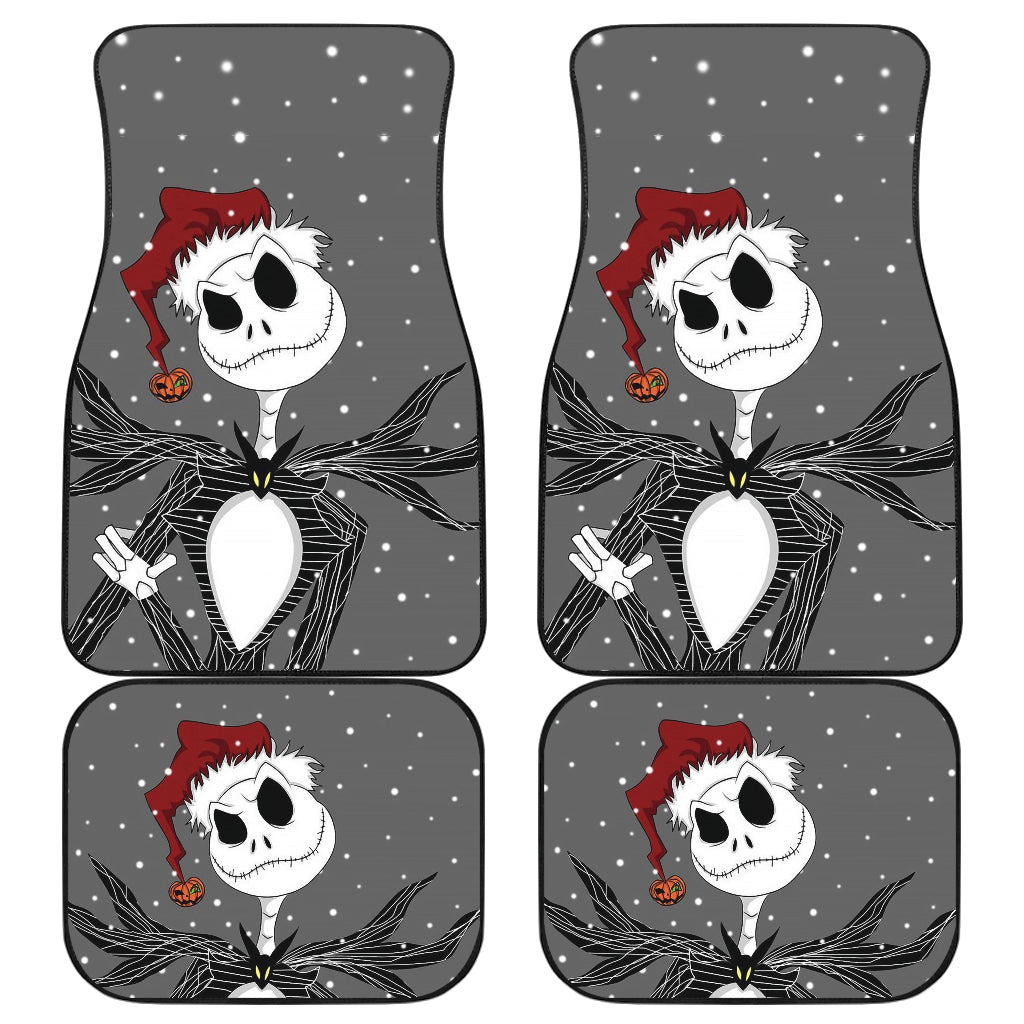 TNBC Car Floor Mats Jack Skellington With Christmas Hat And Snow Car Mats