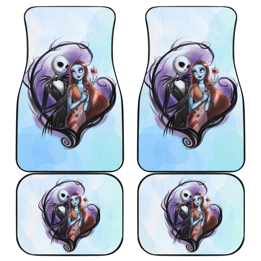 TNBC Car Floor Mats Jack And Sally Valentine Lover Couple Graphic Car Mats