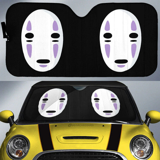 SGhibli Car Sun Shade Spirited Away No Face Pattern Winshield Sun Shade Black White