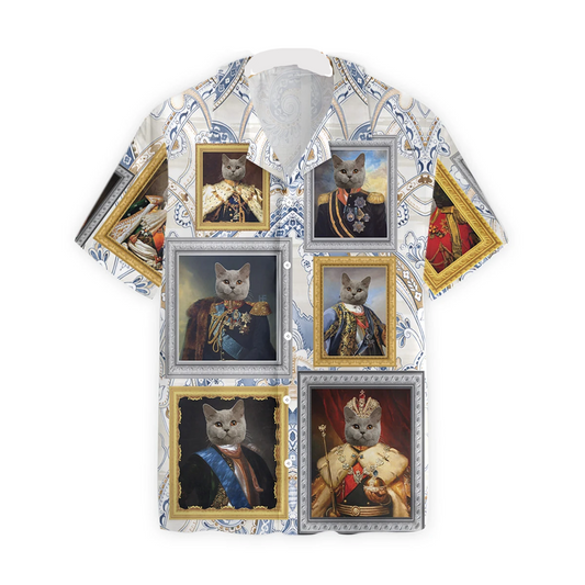 Cat Hawaii Shirt Noble Royal Cat Frame Pattern Hawaiian Shirt Colorful Unisex