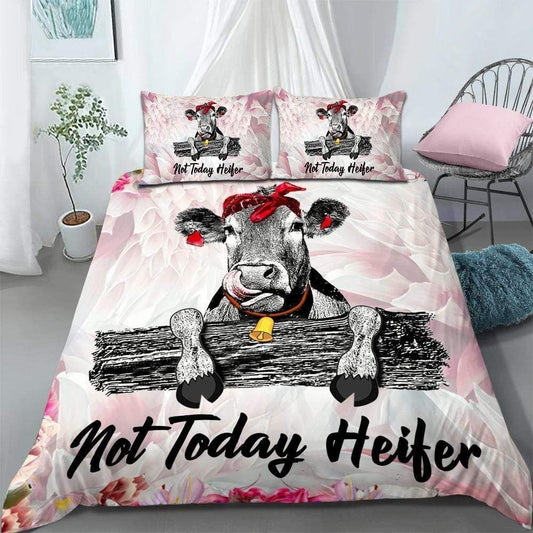 Cow Bedding Set Not Today Heifer Cow Duvet Covers Pink Unique Gift