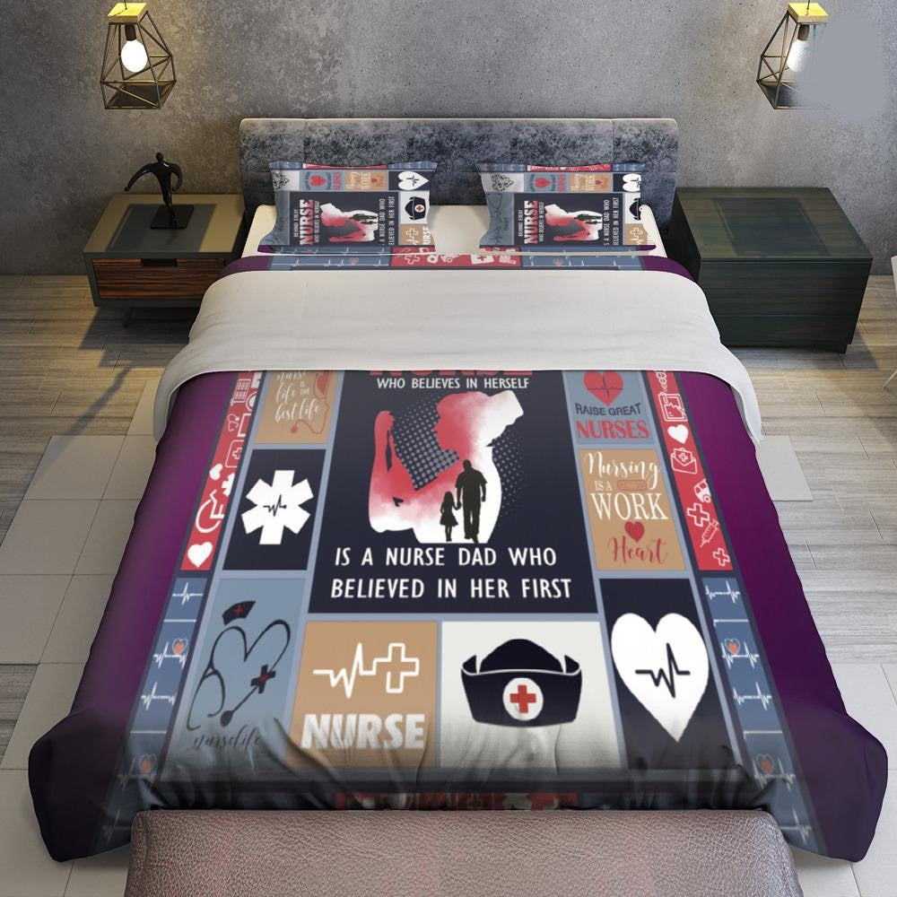 Nurse Bedding Set A Nurse Dad Who Believed In Her First Duvet Covers Colorful Unique Gift