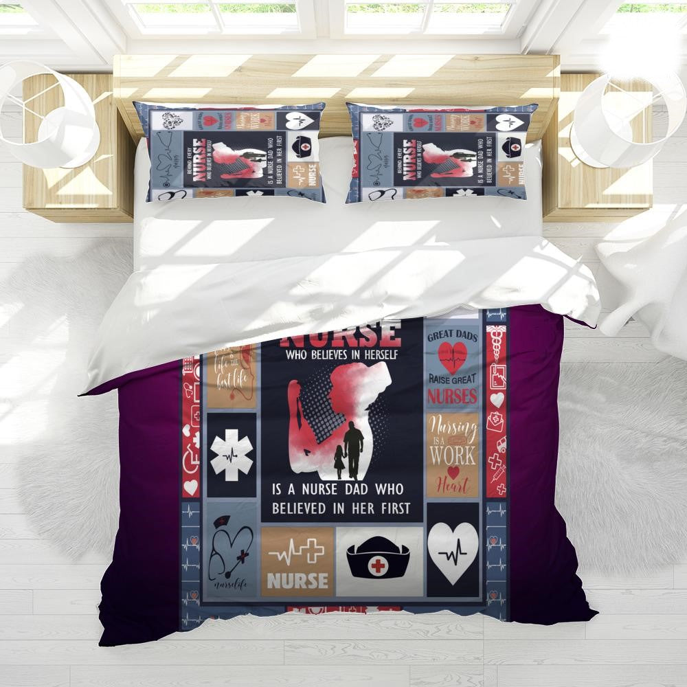 Nurse Bedding Set A Nurse Dad Who Believed In Her First Duvet Covers Colorful Unique Gift