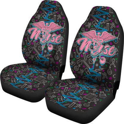 Nurse Car Seat Covers Nurse Caduceus Medical Items Pattern Seat Covers Colorful