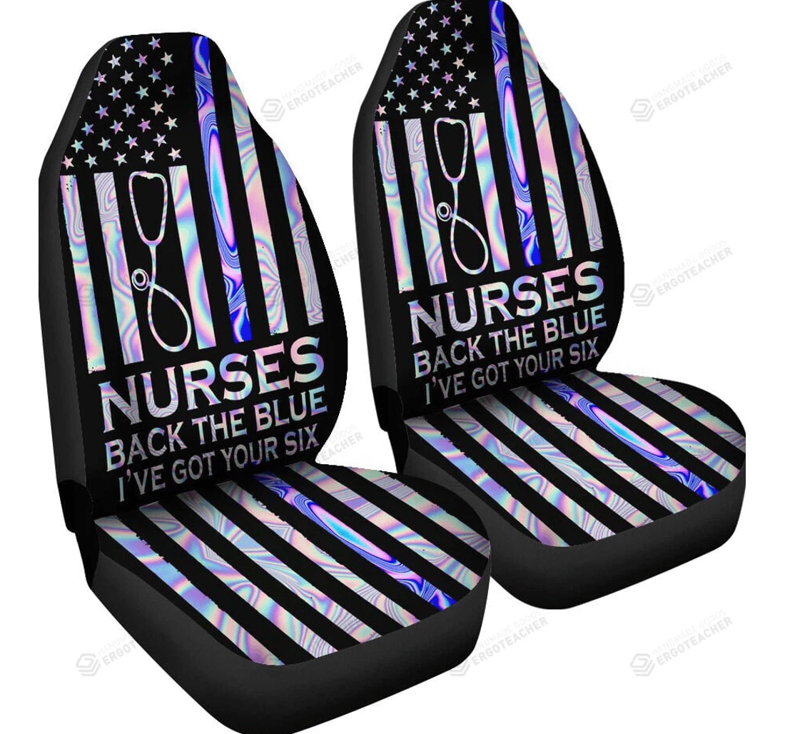 Nurse Car Seat Covers Nurses Back The Blue I've Got Your Six Seat Covers Black Blue