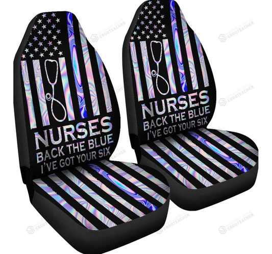 Nurse Car Seat Covers Nurses Back The Blue I've Got Your Six Seat Covers Black Blue