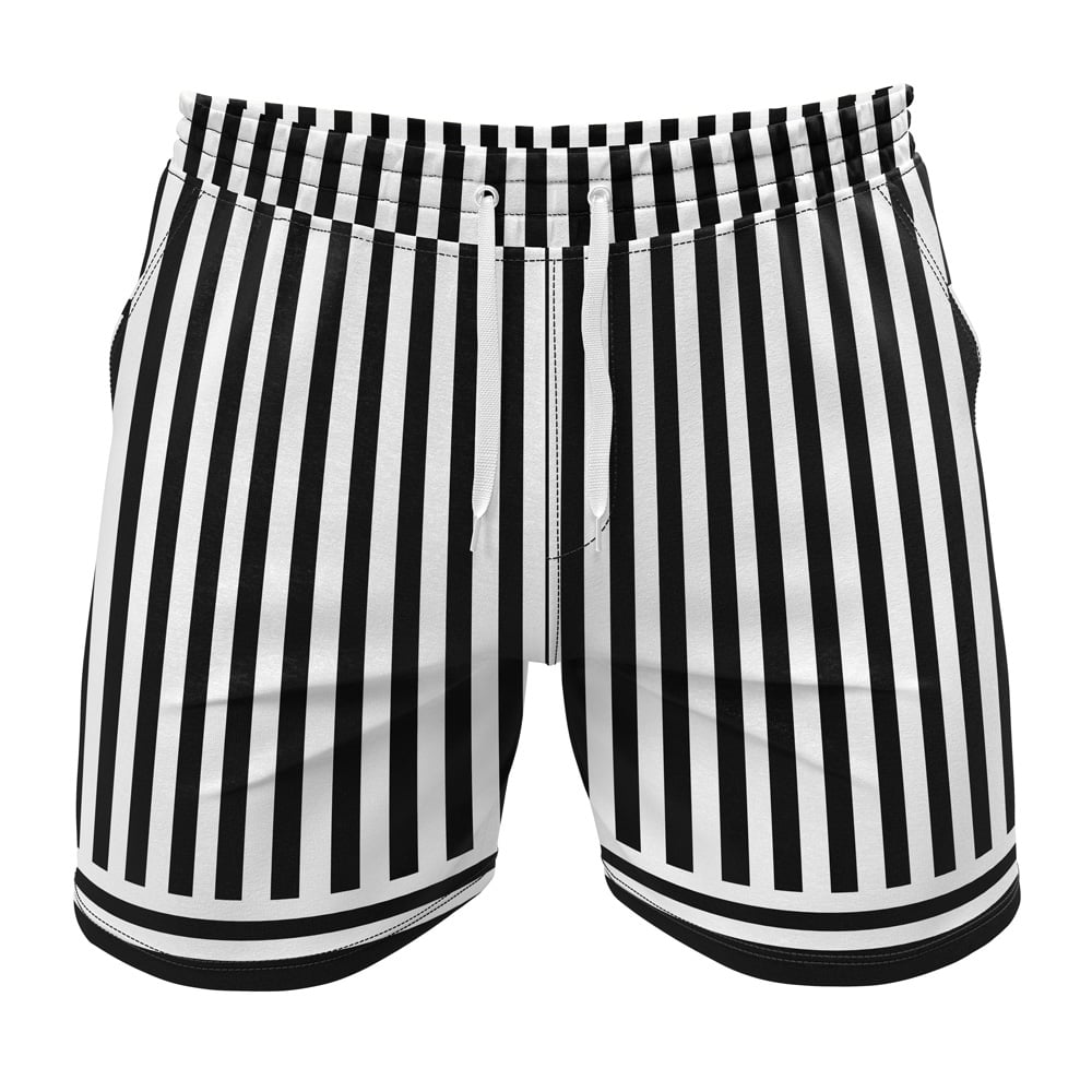 Demon Slayer Shorts Demon Slayer Obanai Iguro Pattern Beach Shorts Black White