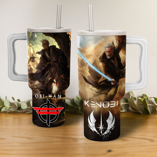 SW 40 Oz Tumbler SW Characters Obi-Wan Kenobi Tumbler 40 Oz Black Brown