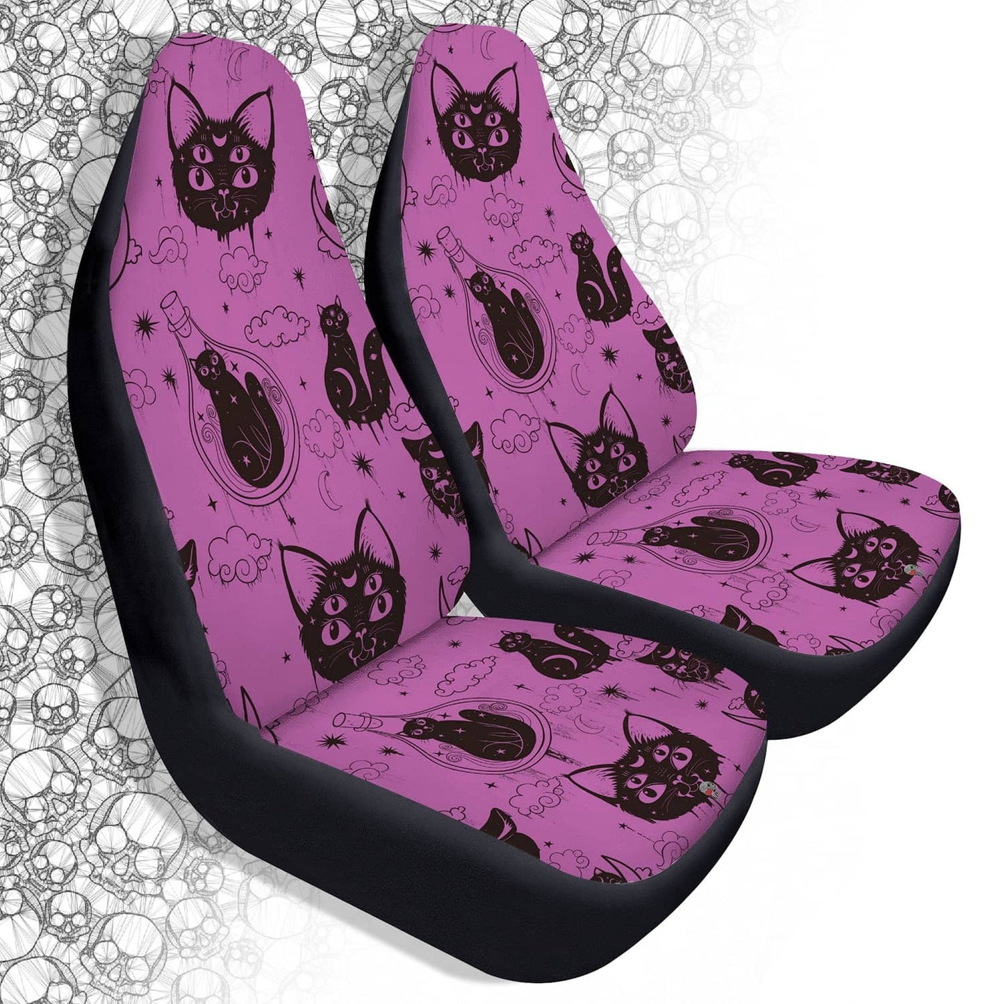 Cat Car Seat Covers Witch Cat Cloud Pattern Seat Covers Black Pink