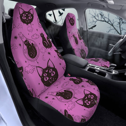 Cat Car Seat Covers Witch Cat Cloud Pattern Seat Covers Black Pink