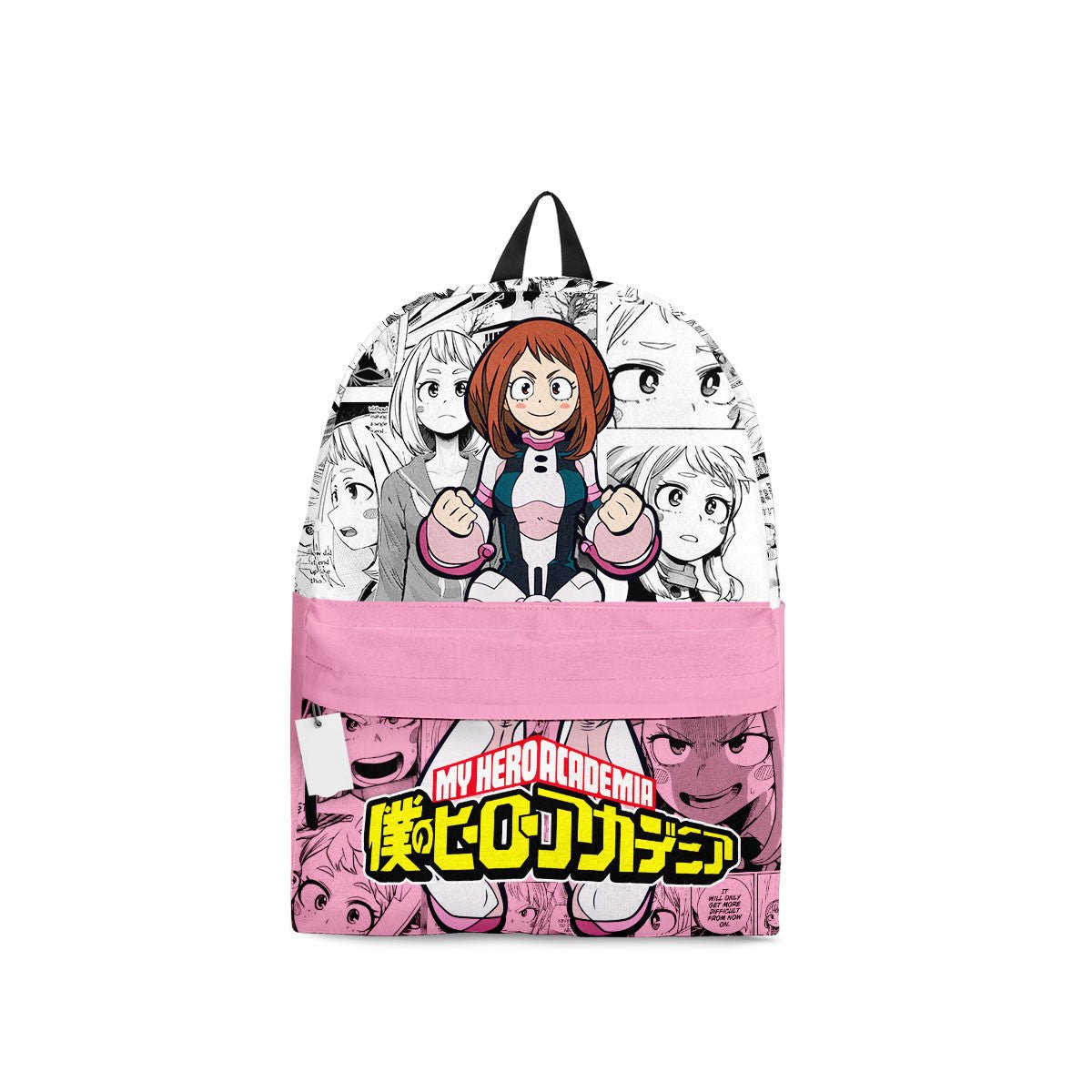 My Hero Academia Backpack Ochako Uraraka Manga Pattern Backpacks Gray Pink