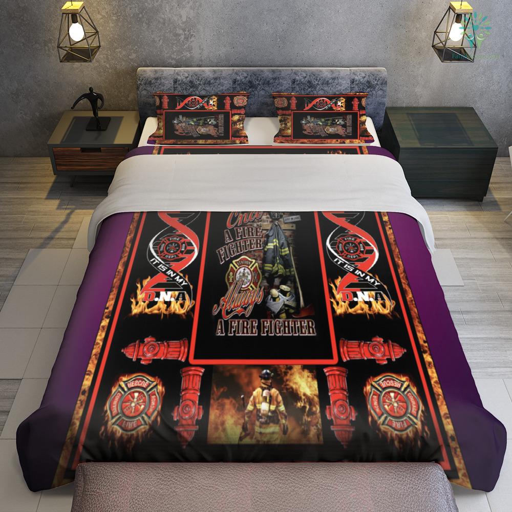 Firefighter Bedding Set Once A Firefighter Always A Firefighter Duvet Covers Black Red Unique Gift