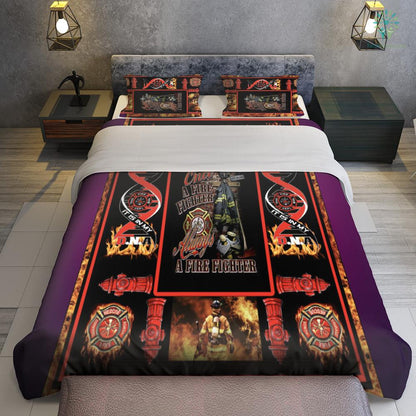 Firefighter Bedding Set Once A Firefighter Always A Firefighter Duvet Covers Black Red Unique Gift