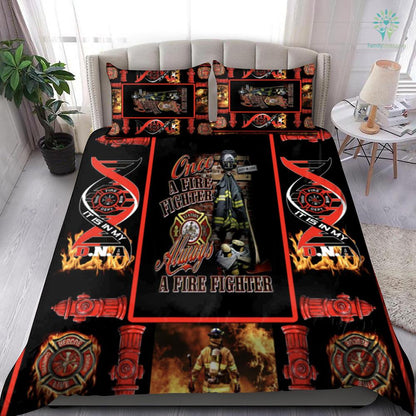 Firefighter Bedding Set Once A Firefighter Always A Firefighter Duvet Covers Black Red Unique Gift
