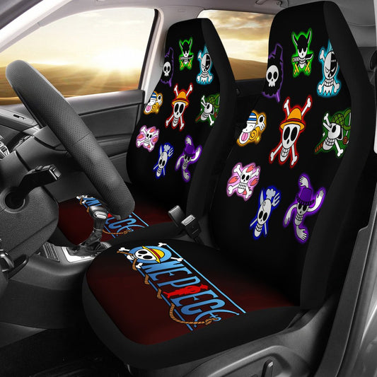 One Piece Car Seat Covers Straw Hat Team Symbols Seat Covers Black