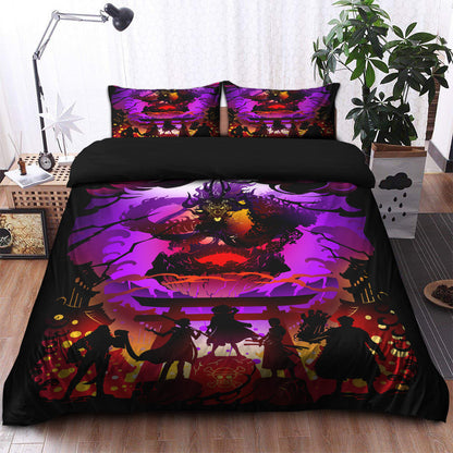 One Piece Bedding Set Straw Hat Team Fighta Dragon Duvet Covers Black Purple Unique Gift