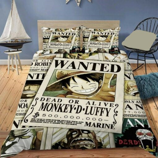 One Piece Bedding Set Wanted Monkey D Luffy Face Duvet Covers Colorful Unique Gift