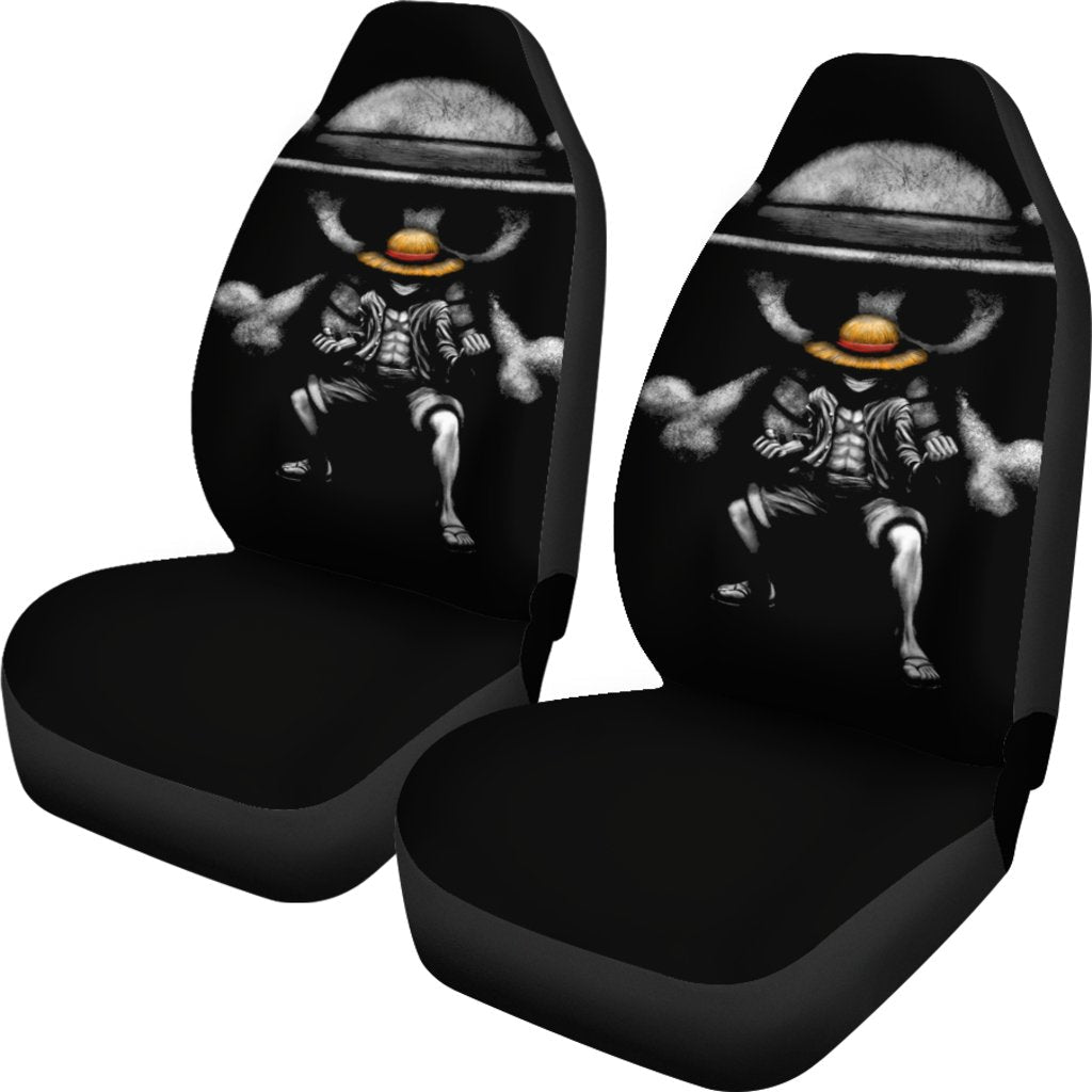 One Piece Car Seat Covers Luffy On The Throne Seat Covers Black Gray