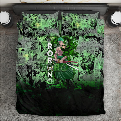 One Piece Bedding Set One Piece Roronoa Zoro Duvet Covers Green Unique Gift