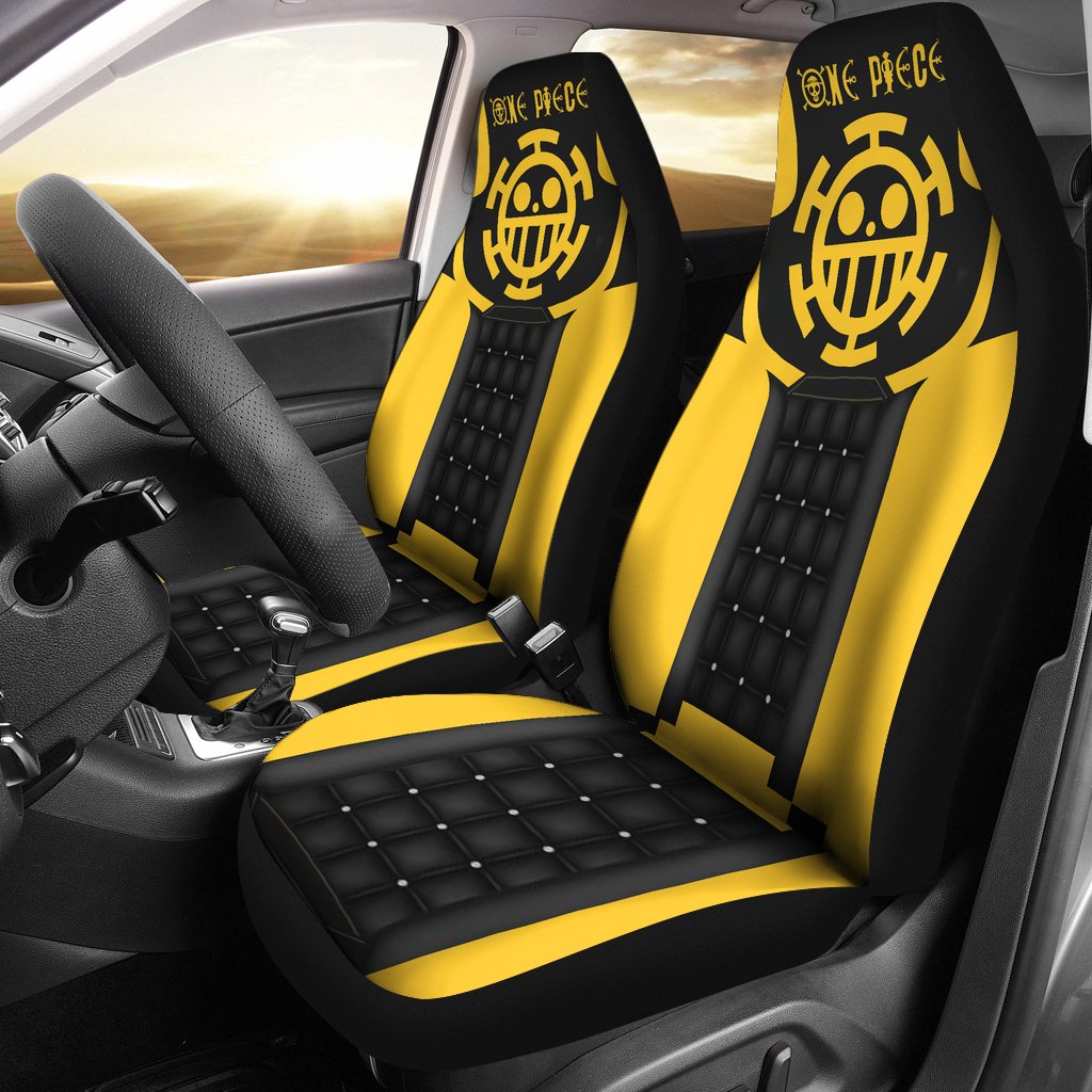 One Piece Car Seat Covers One Piece Heart Pirate Symbol Seat Covers Black Yellow