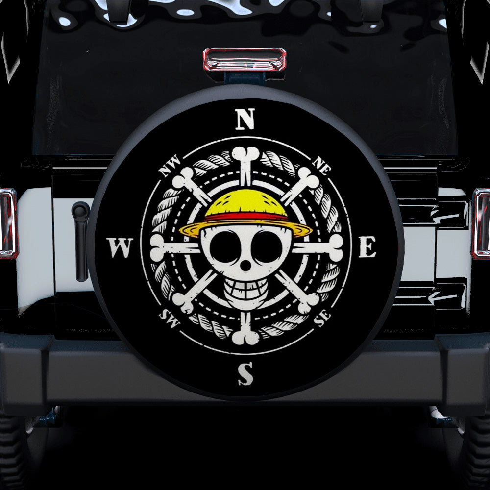 One Piece Spare Tire Cover One Piece Jolly Roger Compass Graphic Tire Covers Black White