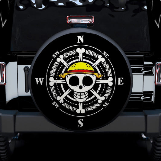 One Piece Spare Tire Cover One Piece Jolly Roger Compass Graphic Tire Covers Black White