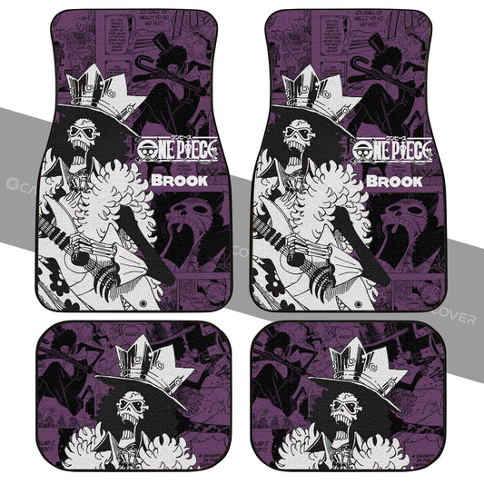 One Piece Car Mats One Piece Cool Brook Graphic Manga Pattern Car Floor Mats White Purple