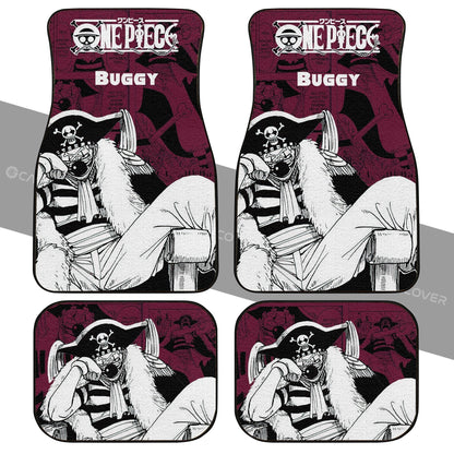 One Piece Car Mats One Piece Cool Buggy Graphic Manga Pattern Car Floor Mats White Pink