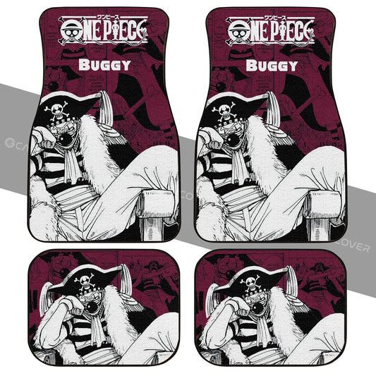 One Piece Car Mats One Piece Cool Buggy Graphic Manga Pattern Car Floor Mats White Pink