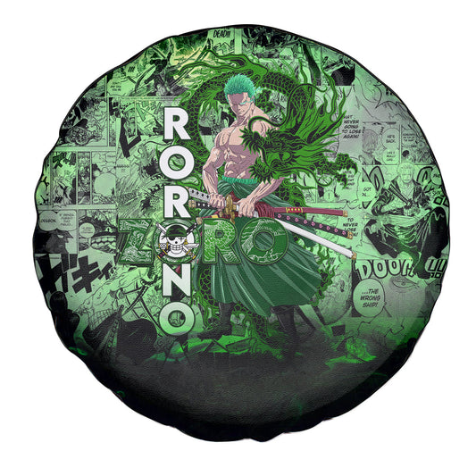 One Piece Spare Tire Cover One Piece Roronoa Zoro Manga Pattern Tire Covers Green