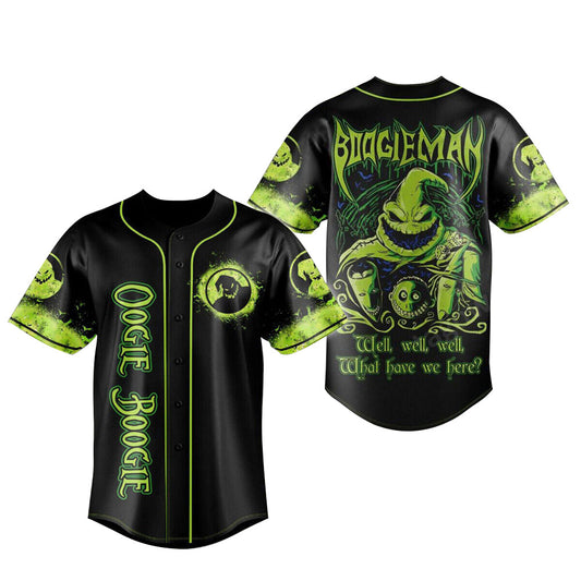 TNBC Baseball Jersey Oogie Boogie Well Well Well Jersey Shirt Black Green Unisex Adult