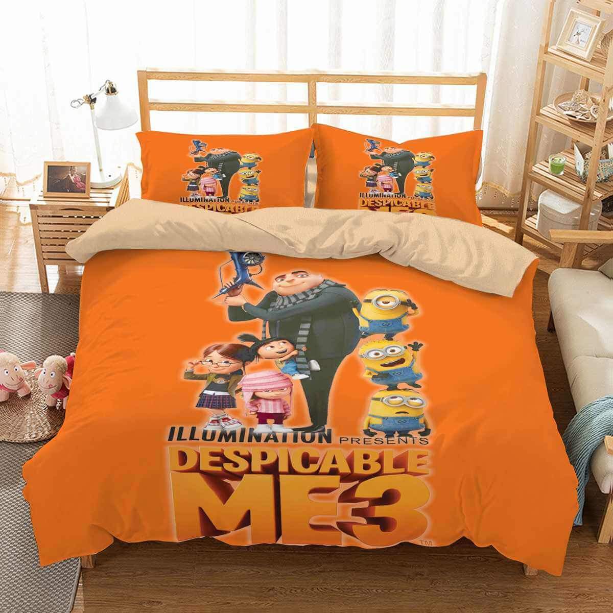 Minions Bedding Set Despicable Me 3 Gru Daughters And Minions Duvet Covers Orange Unique Gift
