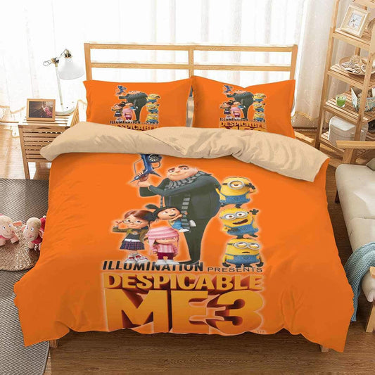 Minions Bedding Set Despicable Me 3 Gru Daughters And Minions Duvet Covers Orange Unique Gift