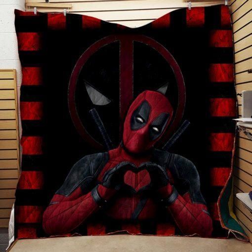 Deadpool Blanket Deadpool Making Heart Sign Blanket Red Black