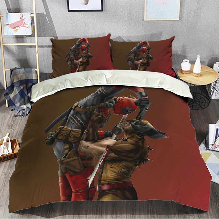 DP Bedding Set DP Dancing Fighting Wolverine Duvet Covers Brown Unique Gift