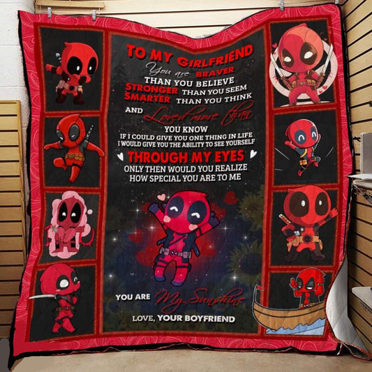 Deadpool Blanket Deadpool Pattern To My Girlfriend Blanket Red