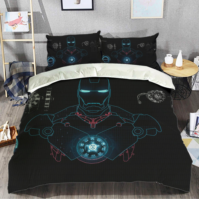 Iron Man Bedding Set MV Iron Man Suit Sketch Graphic Duvet Covers Black Unique Gift