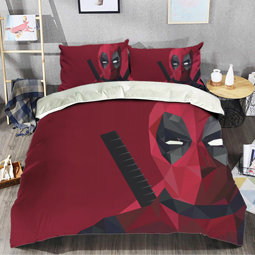 DP Bedding Set Low Poly DP Anti-Hero Art Duvet Covers Red Unique Gift