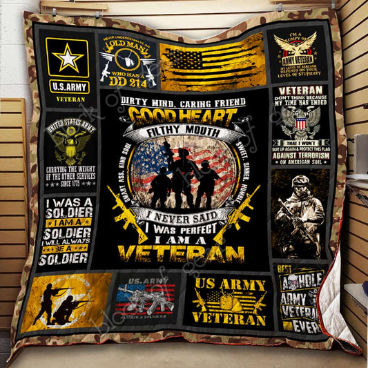 Veteran Blanket I Never Said I Was Perfect I Am A Veteran Blanket Black Yellow