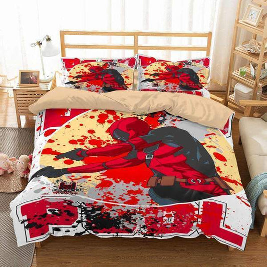 DP Bedding Set DP Fighting Pose Splashing Pattern Duvet Covers Red Unique Gift