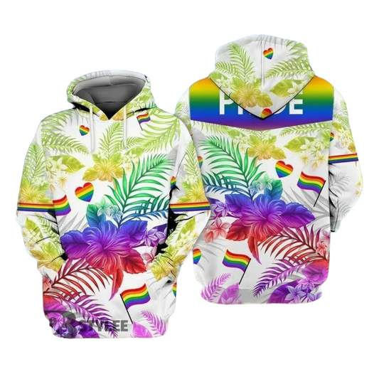 LGBT Hoodie Pride Lgbt Plumeria Flower Pattern Hoodie Colorful Unisex