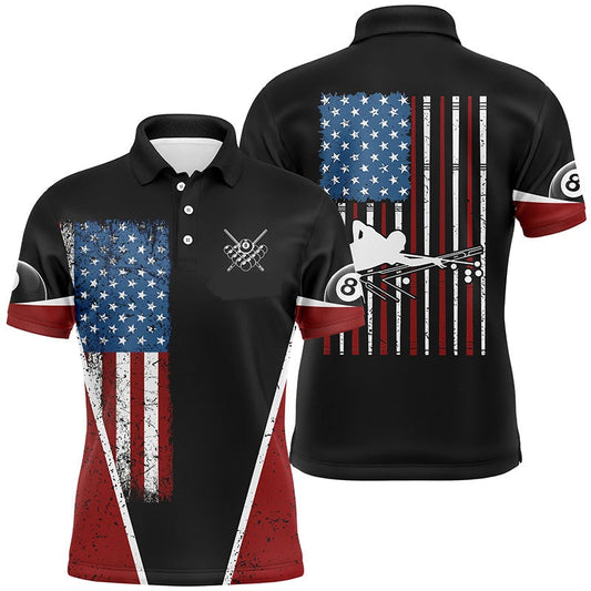 Billard Polo Shirt American Flag Billiards 8 Ball Pool Boys Polo Shirts Black